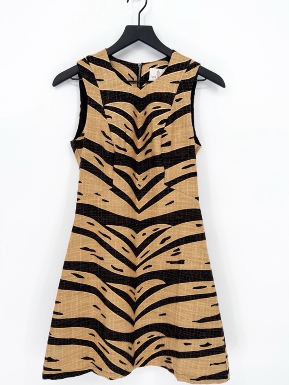Julie Brown Tiger Print Metallic Sheath Dress Gold Black Size 2